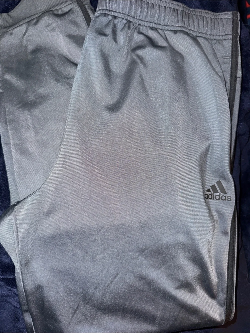 adidas XL Men's Gray Track Pants with Black Stripes